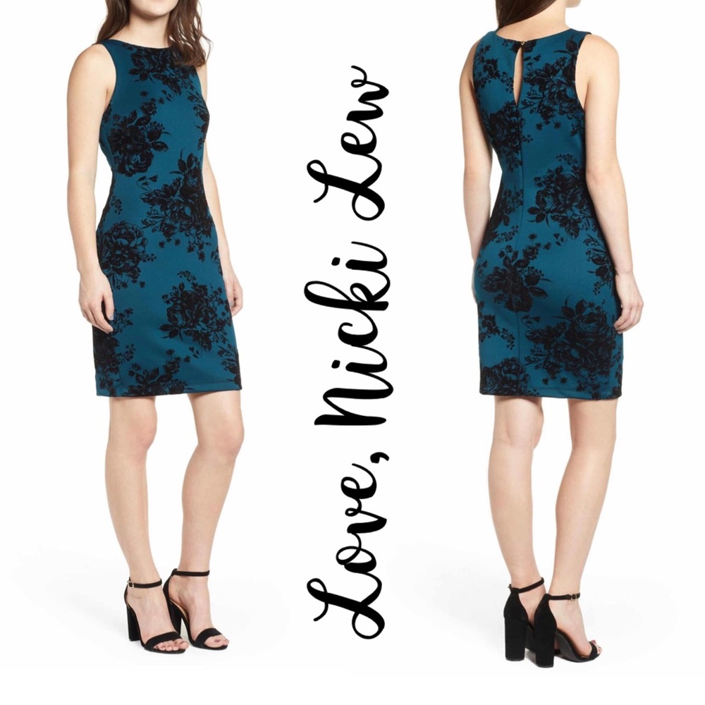 🆕LOVE, NICKIE LEW Flocked Scuba Sheath Dress